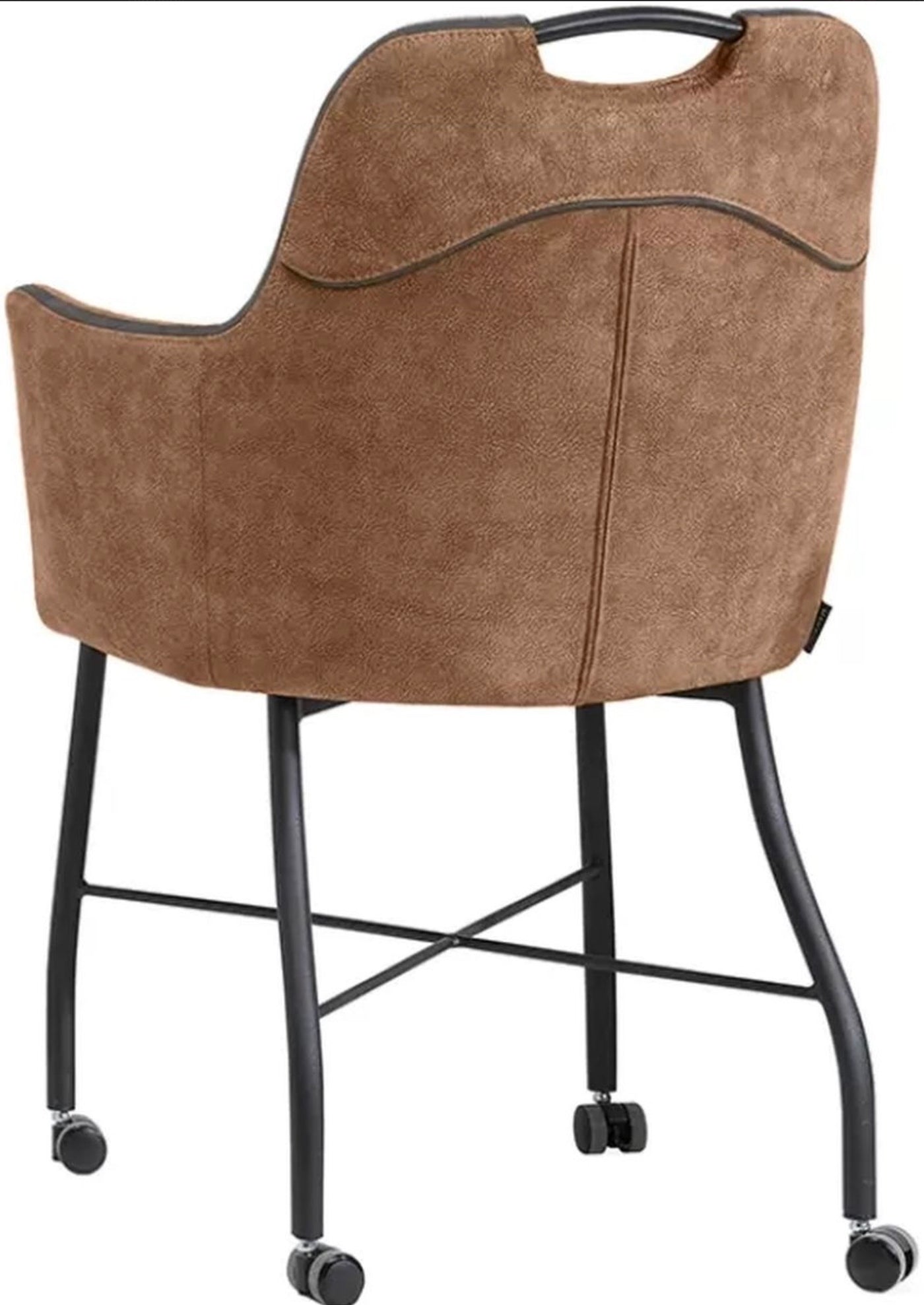 Fauteuil à roulettes Flora en microfibre, disponible en 4 couleurs : gris clair, marron cognac, vert, anthracite.