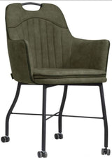 Fauteuil à roulettes Flora en microfibre, disponible en 4 couleurs : gris clair, marron cognac, vert, anthracite.