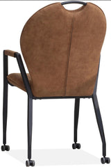 Armlehnenstuhl mit Rollen Fritz Mikrofaser in 3 Farben Cognac-braun Grün Anthrazit