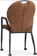 Lade das Bild in den Galerie-Viewer, Armlehnenstuhl mit Rollen Fritz Mikrofaser in 3 Farben Cognac-braun Grün Anthrazit
