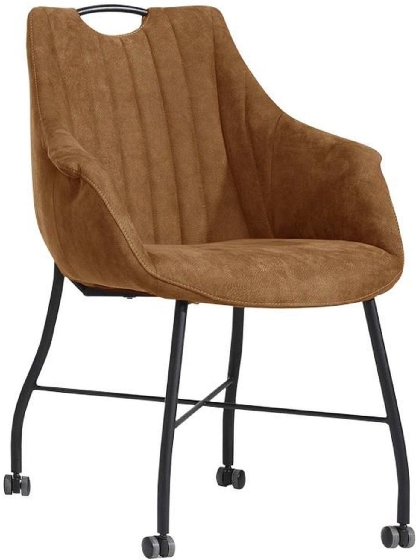 Armlehnenstuhl mit Rollen Metris Mikrofaser in 3 Farben Cognac-braun Grün Anthrazit