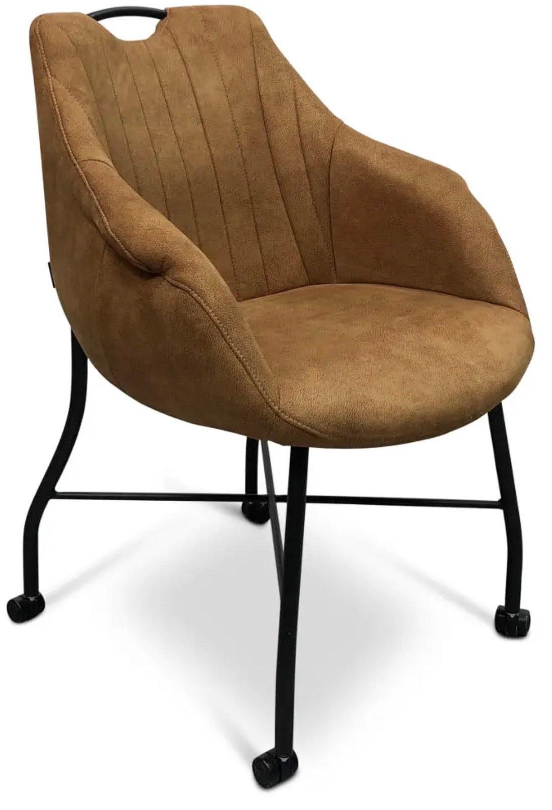 Armlehnenstuhl mit Rollen Metris Mikrofaser in 3 Farben Cognac-braun Grün Anthrazit