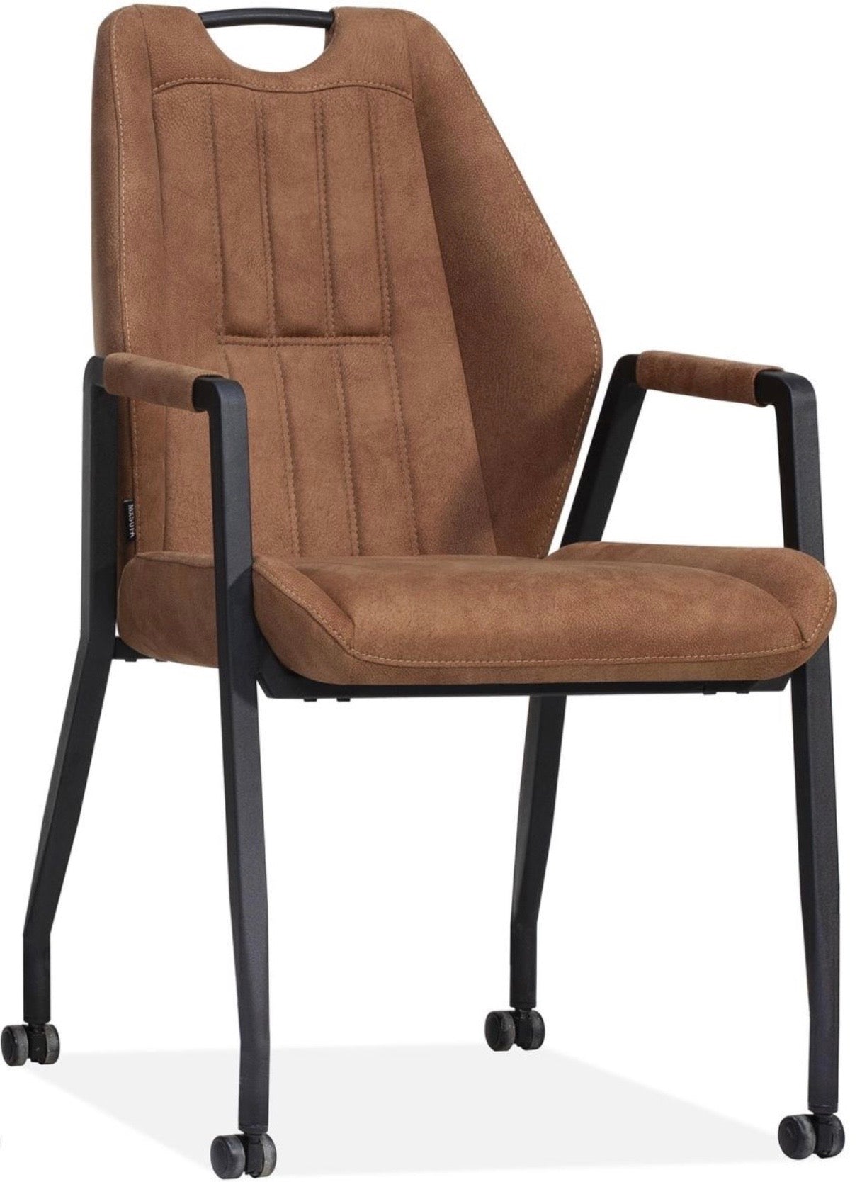Fauteuil à roulettes Axena en microfibre en 3 couleurs Cognac marron Vert Anthracite