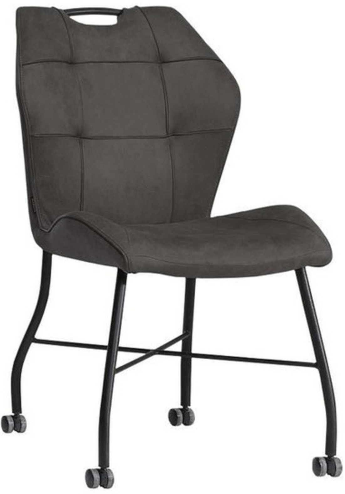 Stuhl mit Rollen Leeny Mikrofaser in 3 Farben Cognac-braun Olivgrün Anthrazit