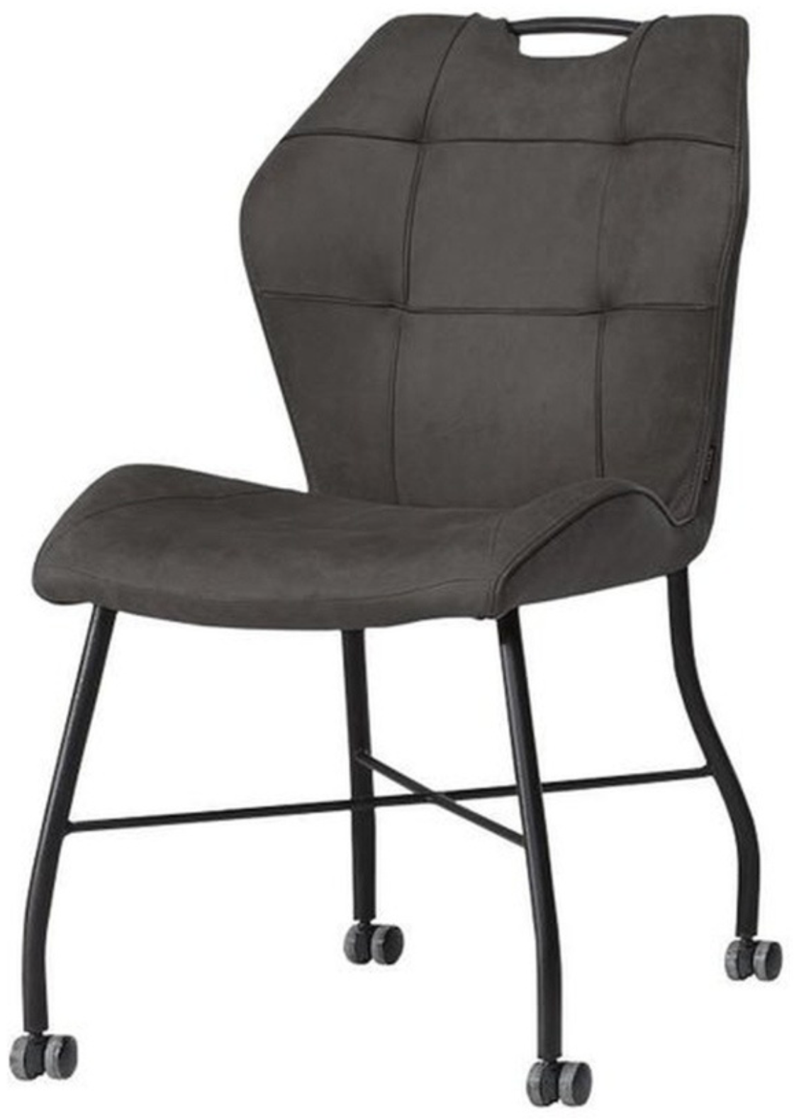 Stuhl mit Rollen Leeny Mikrofaser in 3 Farben Cognac-braun Olivgrün Anthrazit