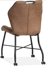 Stuhl mit Rollen Leeny Mikrofaser in 3 Farben Cognac-braun Olivgrün Anthrazit