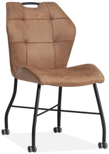 Stuhl mit Rollen Leeny Mikrofaser in 3 Farben Cognac-braun Olivgrün Anthrazit