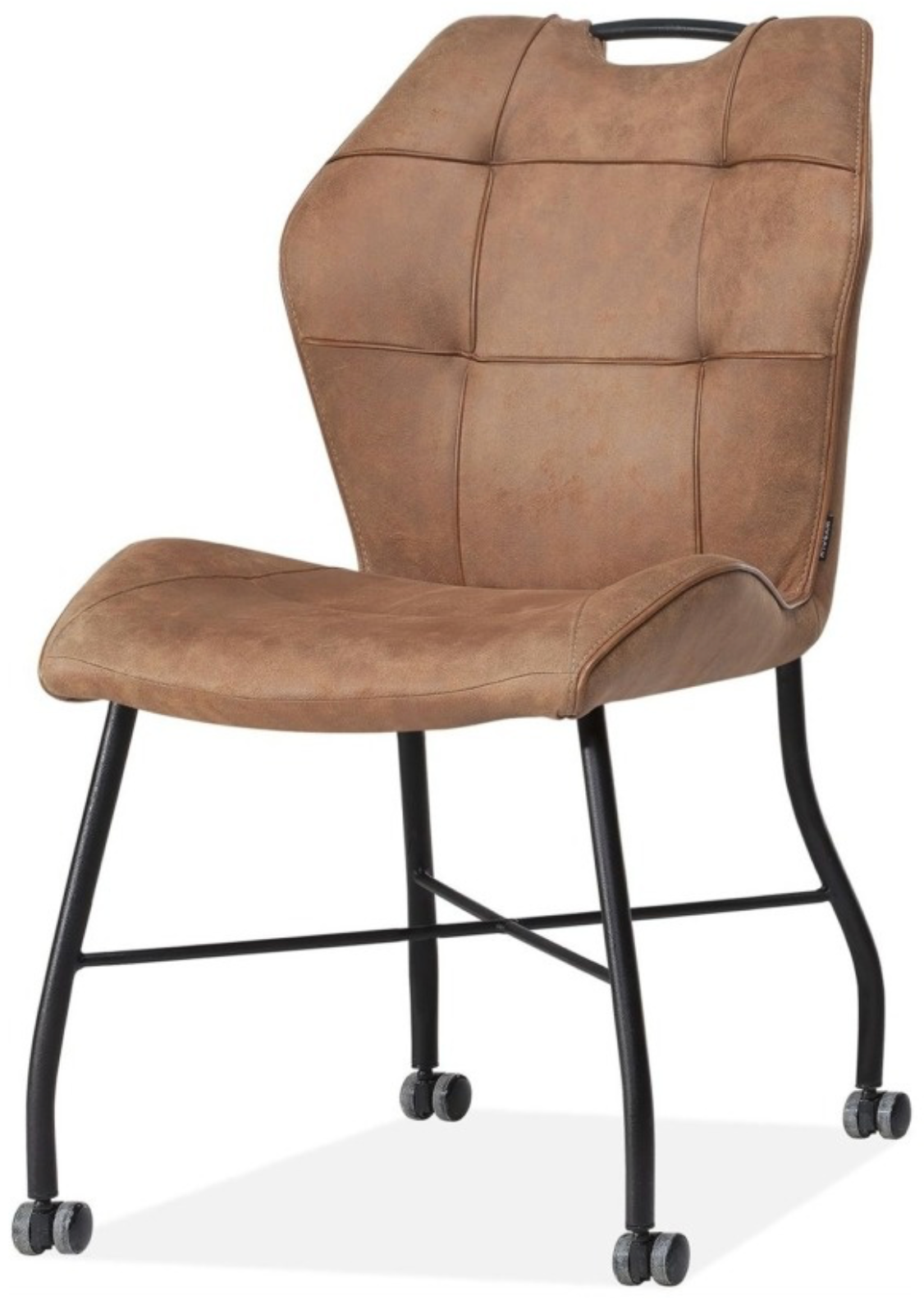 Stuhl mit Rollen Leeny Mikrofaser in 3 Farben Cognac-braun Olivgrün Anthrazit