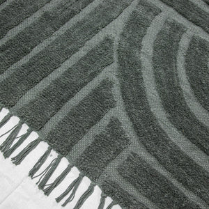 Design Fransenteppich Yashi dunkelgrün marine 3D Muster Modern 2 Größen Baumwolle