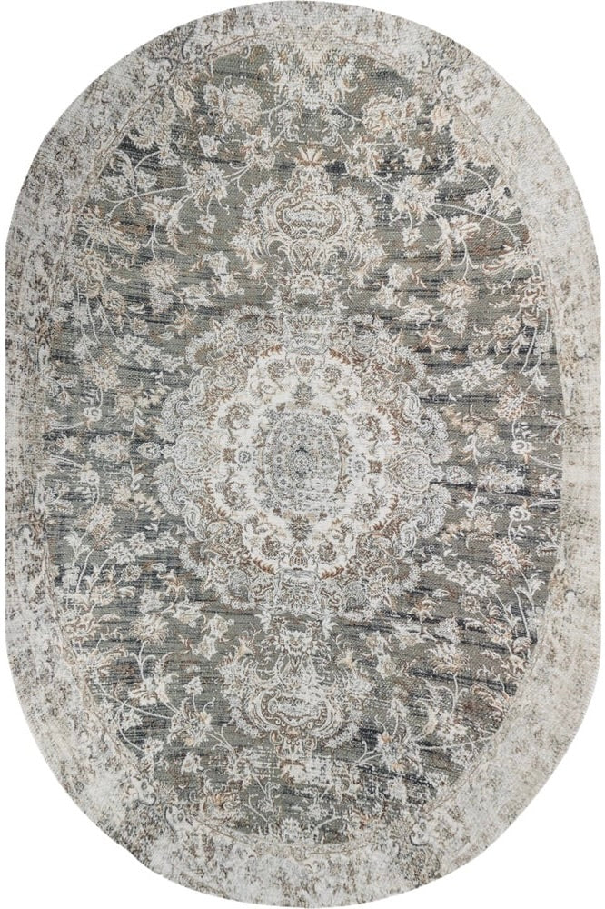 Teppich Jutta oval Vintage Weißgrau sand in 160x230cm