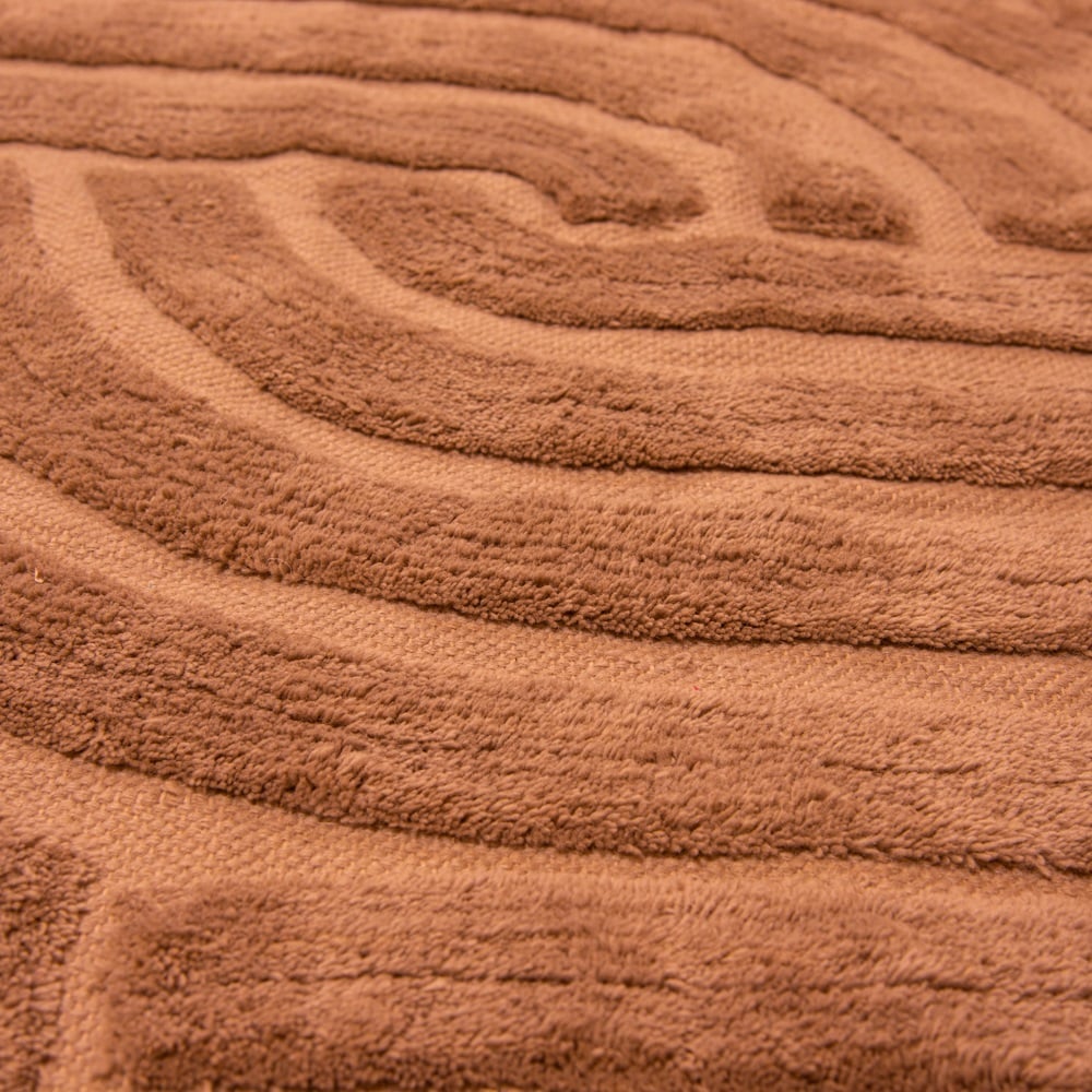 Design Fransenteppich Yashi terracotta rost braun 3D Muster Modern 2 Größen Baumwolle