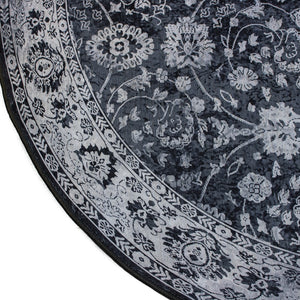 Teppich Yari rund Modern Vintage anthrazit Steingrau in 2 Größen