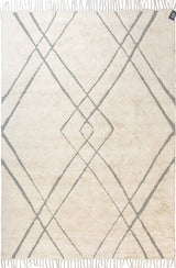 Design Fransenteppich Shev beige schwarz Modern 2 Größen Baumwolle