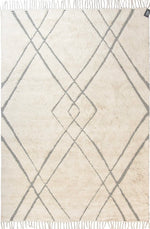 Lade das Bild in den Galerie-Viewer, Design Fransenteppich Shev beige schwarz Modern 2 Größen Baumwolle

