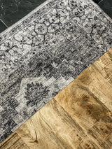 Teppich Fleuris Vintage anthrazit grau weiss in 2 Größen