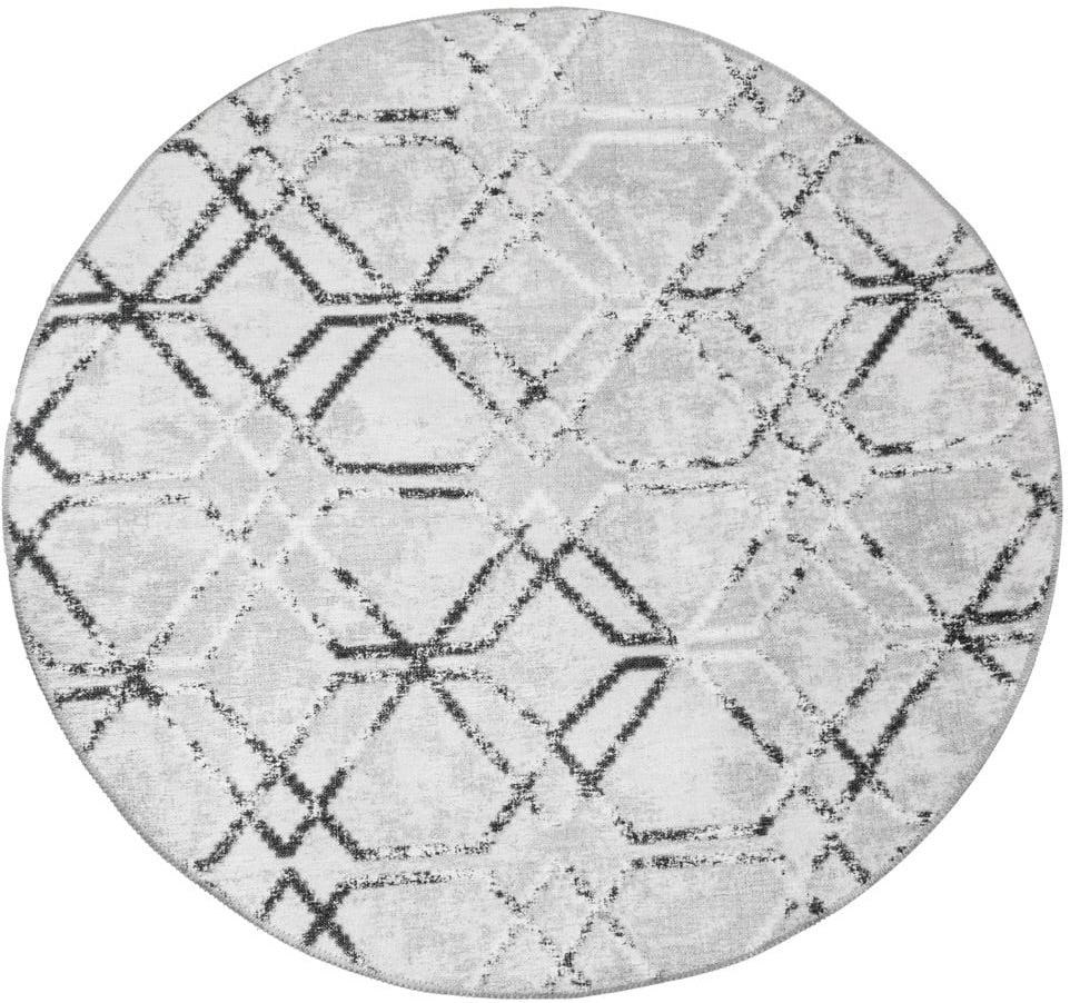 Design Teppich Opal rund Modern anthrazit silbergrau in 3 Größen