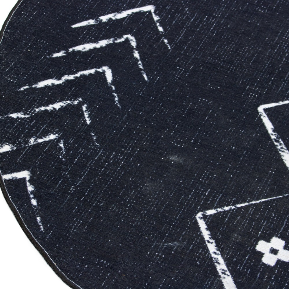 Teppich Uli rund Modern schwarz weiss 2 Größen