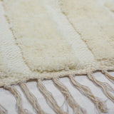 Tapis design à franges Yashi Natural beige sable motif 3D moderne 2 tailles coton