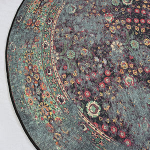 Design Teppich Waat rund Modern Vintage türkis blau rot Multi in 2 Größen