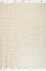 Design Fransenteppich Yashi Natural beige sand 3D Muster Modern 2 Größen Baumwolle