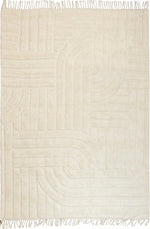 Lade das Bild in den Galerie-Viewer, Design Fransenteppich Yashi Natural beige sand 3D Muster Modern 2 Größen Baumwolle
