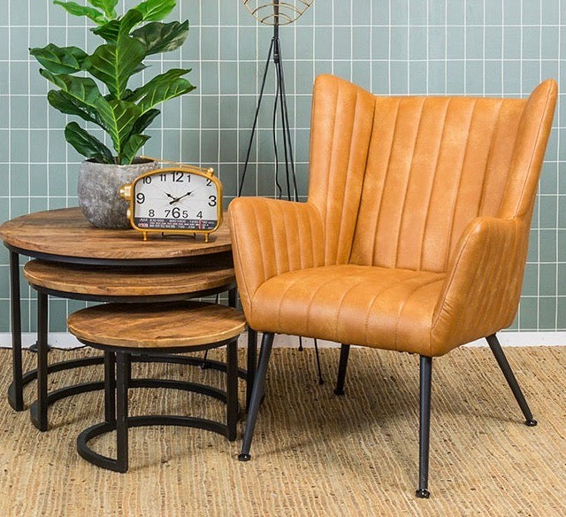 Fauteuil Foley en 2 coloris cognac anthracite similicuir