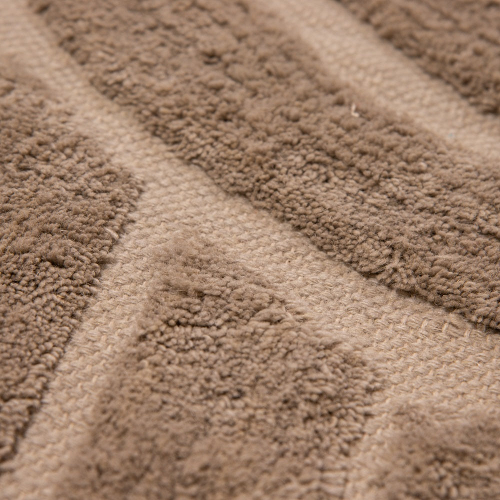 Design Fransenteppich Yashi beige braun sandfarbig 3D Muster Modern 2 Größen Baumwolle