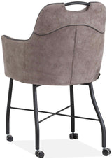 Fauteuil à roulettes Flora en microfibre, disponible en 4 couleurs : gris clair, marron cognac, vert, anthracite.