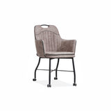 Fauteuil à roulettes Flora en microfibre, disponible en 4 couleurs : gris clair, marron cognac, vert, anthracite.