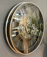 KENSINGTON 55 cm Wanduhr Zahnrad Zählwerk Animation silber grau
