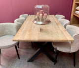 210 cm Mango hell Holz Esstisch Malibu mit X Metall Gestell schwarz 4 cm massiv