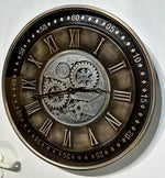 Lade das Bild in den Galerie-Viewer, Athen 60 cm Wanduhr Zahnrad Zählwerk Animation schwarz Bronze antik
