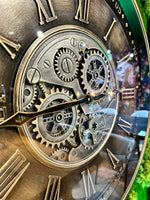 Lade das Bild in den Galerie-Viewer, Athen 60 cm Wanduhr Zahnrad Zählwerk Animation schwarz Bronze antik
