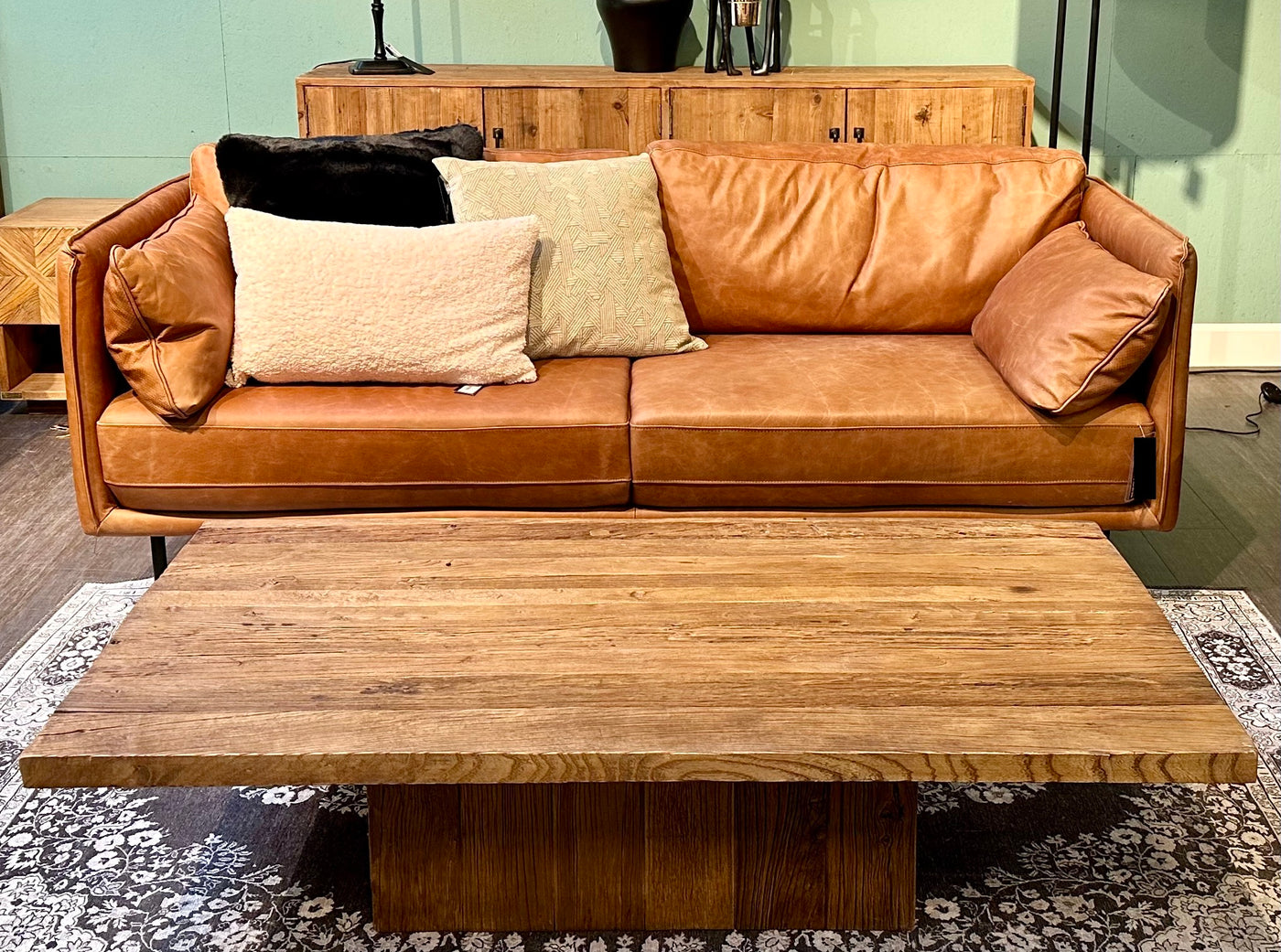 Vintage Sofa Keno Kamelleder 2,5 Sitzer Couch Echt Leder Cognac braun