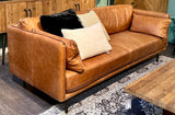 Vintage Sofa Keno Kamelleder 2,5 Sitzer Couch Echt Leder Cognac braun