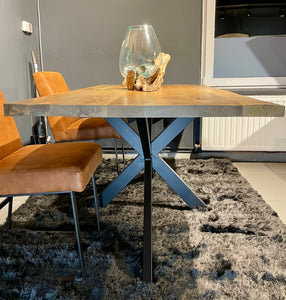 Esstisch Kalkutta Mango massiv 160 bis 240 in 4 cm Holz Dicke mit Spider Gestell in 5 Größen