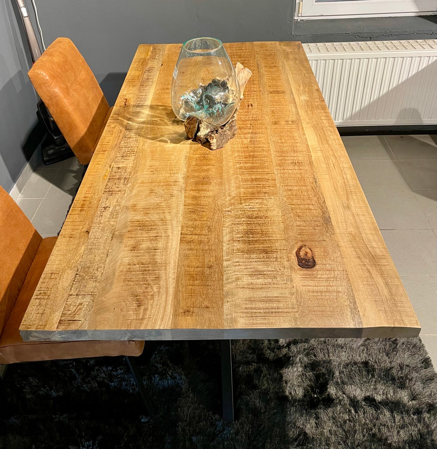 Esstisch Kalkutta Mango massiv 160 bis 240 in 4 cm Holz Dicke mit Spider Gestell in 5 Größen