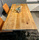 Lade das Bild in den Galerie-Viewer, Esstisch Kalkutta Mango massiv 160 bis 240 in 4 cm Holz Dicke mit Spider Gestell in 5 Größen
