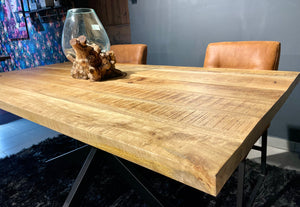 Esstisch Kalkutta Mango massiv 160 bis 240 in 4 cm Holz Dicke mit Spider Gestell in 5 Größen