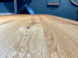 Table à manger Cologne chêne massif 200 à 300 cm d'épaisseur 4 cm bois huilé avec piètement métallique araignée noir 6 tailles