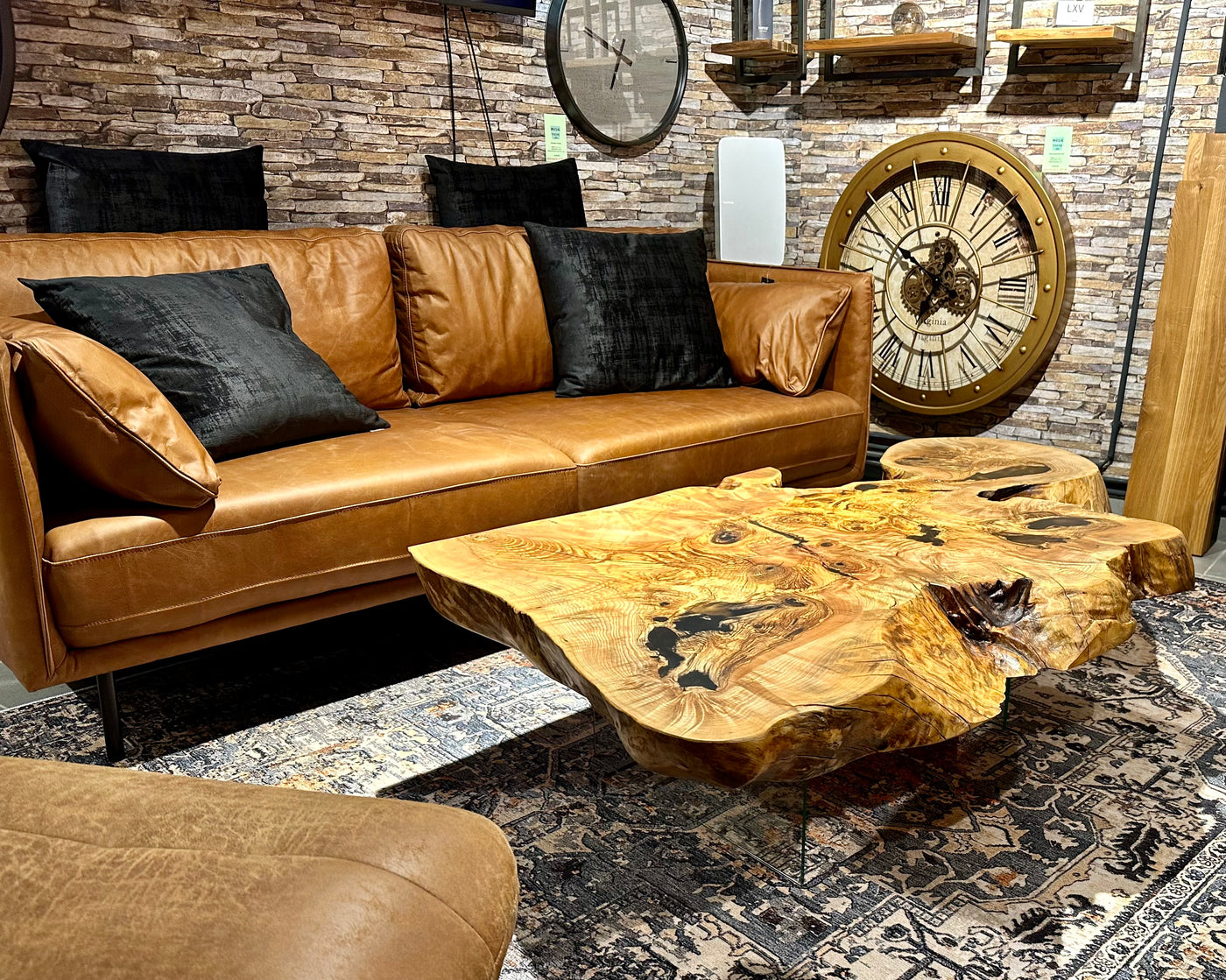 Massiver Epoxid Couchtisch aus Edelesche Holz 150 cm Epoxy Wohnzimmer Tisch Echtholz