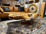 Massiver Epoxid Couchtisch aus Edelesche Holz 150 cm Epoxy Wohnzimmer Tisch Echtholz