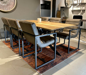 Esstisch Madras Mango massiv 120 bis 220 mit "Schweizer Kante" Echtholz mit Design Spider Gestell in 6 Größen