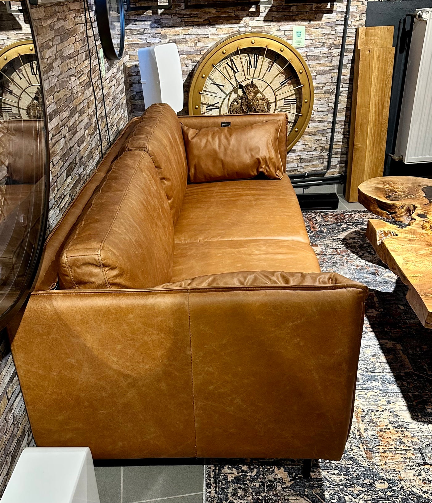Vintage Sofa Keno Kamelleder 2,5 Sitzer Couch Echt Leder Cognac braun