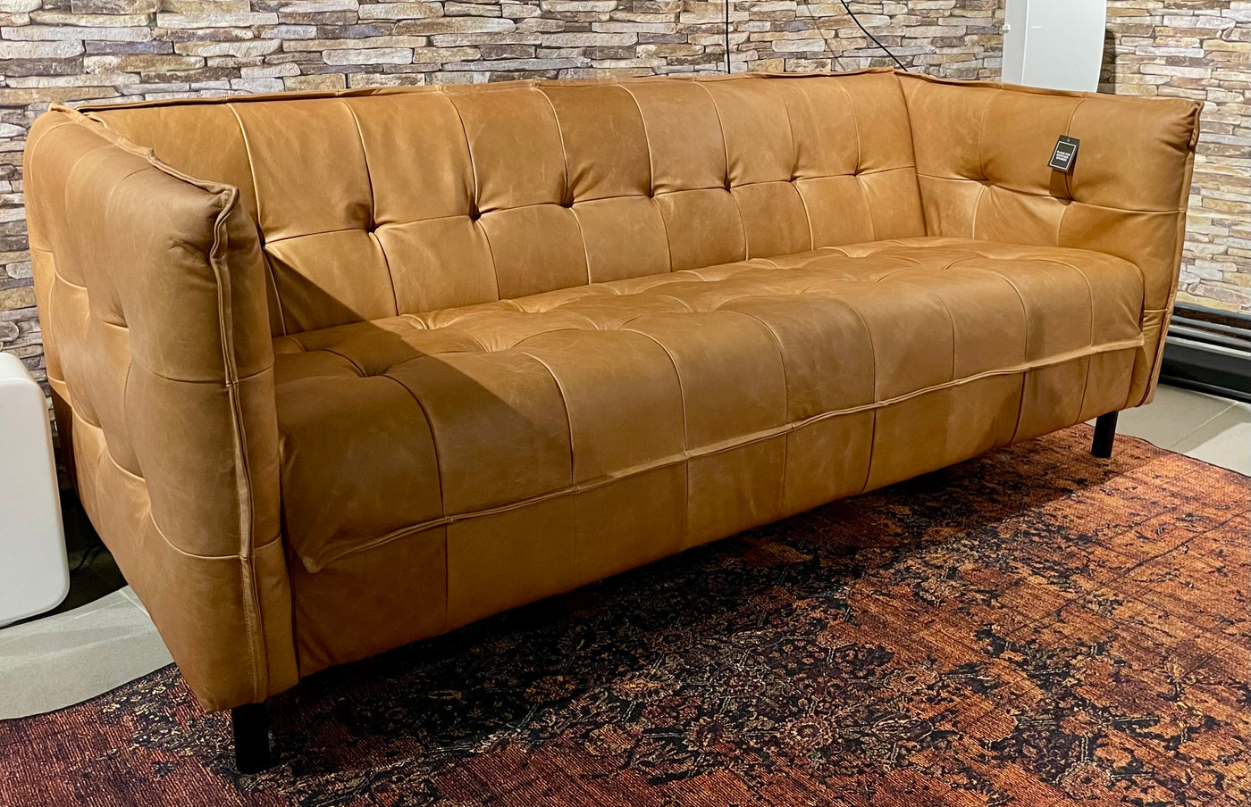 Vintage Kamelleder 3 er Couch Sahara Sofa Echt Leder Chesterfield Cognac