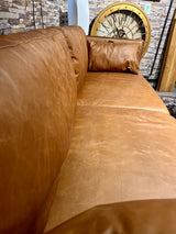 Vintage Sofa Keno Kamelleder 2,5 Sitzer Couch Echt Leder Cognac braun