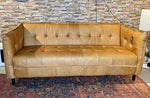 Lade das Bild in den Galerie-Viewer, Vintage Kamelleder 3 er Couch Sahara Sofa Echt Leder Chesterfield Cognac

