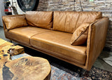 Vintage Sofa Keno Kamelleder 2,5 Sitzer Couch Echt Leder Cognac braun