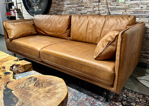 Vintage Sofa Keno Kamelleder 2,5  Sitzer Couch Echt Leder Cognac braun