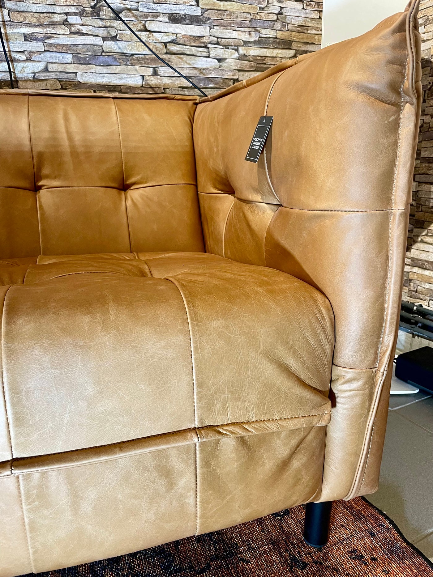 Vintage Kamelleder 3 er Couch Sahara Sofa Echt Leder Chesterfield Cognac